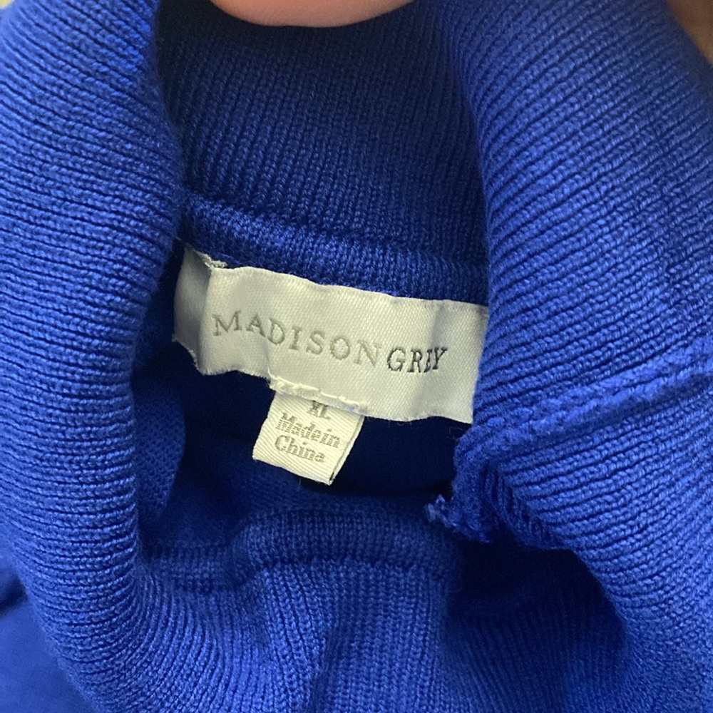 Madison Grey woman’s mock turtleneck sweater ribbed royal blue rayon blend XL - Picture 8 of 14